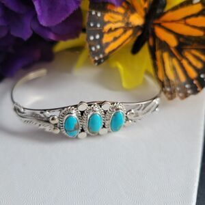 Native America Navajo Sterling Silver Turquoise Bracelet Cuff By Darrell Morgan